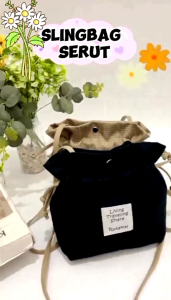 Tas Wanita Slingbag Mini Serut Tali Panjang Selempang Cewe Simpel Minimalis Murah
