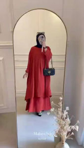 AL | Fatiya Oneset Rok Wanita / Setelan Tunik Jumbo dan Rok Crinkle Wanita / Oneset Oversize / Setelan Oversize