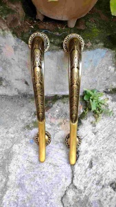 Handle Pintu Rumah Aluminium Antik Motif Taring Ukir 36 cm 2 Pcs