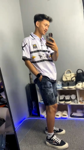 Celana Jeans Pendek Pria Sobek Celana Jeans Bawahan Celana Sobek Pendek Celana Jeans 13OZ Reguler