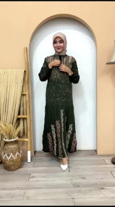 Batik Cap Gamis Abstrak Mewah