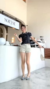 เสื้อเชิ๊ตคอปกลายลูกไม้ 🐱C055🐱