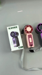 🥳 KAVER 199 Mini Fan Rechargeable Portable High Speed Handheld USB Fan LED Display Malaysia Ready Stock ( PURPLE PINK OREN )