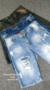NR Outfit Ripped Jeans Pendek Pria Celana Sobek Denim Cowok Big Size 27-38