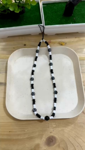 HP-37 Tali Lanyard Hp Gantungan Hape Phonestrap Handphone Manik Monokrom Hitam Putih Variasi Smile Aesthetic Lucu
