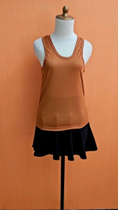 atasan kaos wanita orange bata coklat S M kutung santai