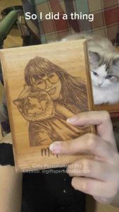 Personalized PET Photo Engraved Wooden Plaque | Wooden Custom Laser Engraved Dog Cat Portrait Mahogany Wood Plaque for Gifts Display (With FREE Wooden Stand)