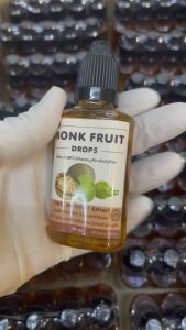 หล่อฮังก๊วยสกัดเข้มข้นเพียว ในขวดหยด Monkfruit dropsMonkfruit drops(หล่อฮังก๊วยเพียวสกัดเข้มข้น) ไม่มีส่วนผสมของอิริทริทอล ผลิตจากหล่อฮังก๊วยสกัดเพียว 100%