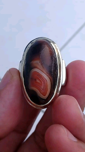 CINCIN BATU AKIK KARANG NUNGGAL MOTIF KANTONG SEMAR ORIGINAL