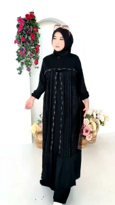 GAMIS SET HIJAB CRINKLE BURKAT SWAROSVKI / TERBARU /TERLARIS