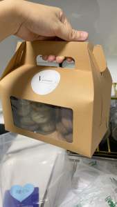 [SG INSTOCK] Brown Curved Kraft Box with Handle with Window White