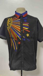 【 PREMIUM 】SINAG - Modern Polo Barong Piña Jusilyn Short Sleeves Embroidery