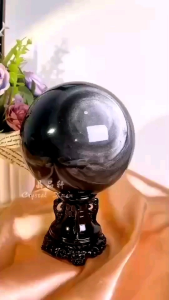 【现货】93mm 银曜石球▪️｜银曜石能量｜辟邪护身｜阻挡负能量｜增强气场｜招贵人运｜Silver Sheen Obsidian Sphere ▪️93MM