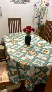 Lj- TAPLAK MEJA MAKAN KAIN KATUN 4-6 KURSI MODEL OVAL ANEKA MOTIF PERLENGKAPAN DEKORASI DAPUR RUMAH
