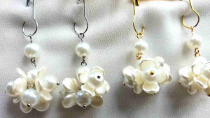 Hijabnur1 - Sepasang Anting Hijab Bunga Mutiara Handmade