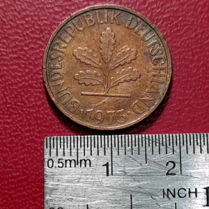 Koin Jerman Kuno Koleksi klasik 2 Pfennig Tahun 1973 BEKAS
