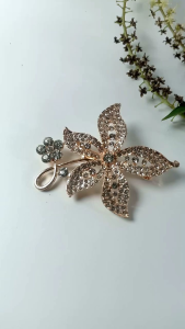 Bros Jilbab Warna Rose Gold Mewah Elegan cantik Kekinian Pin Aksesoris Kerudung Simple Motif