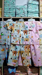 Noko acuk Baju Tidur Anak Perempuan Usia 1-12 Tahun Motif / Piyama Tanpa Kerah / Setelan Piyama Anak
