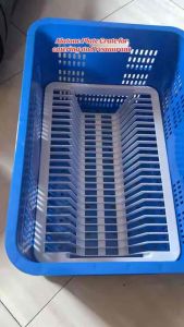 Heavy Duty Plastic Plate Crate for Catering and Restaurant Stackable - Red - Perforated Design - Sturdy Construction - Stackable - Storage Solution