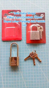 PAKET SET 2 PCS GEMBOK 40MM DAPAT 2 TIPE LEHER PANJANG DAN PENDEK HD