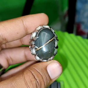 natural akik pamor selempang garis kuning