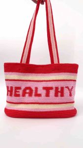 Healthy Planet Club-กระเป๋าถัก Healthy tote bag 100%handcrafted