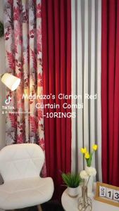 Madrazo`s Clarion Red Curtain Combination - SOLD PER PC - 10 RINGS / 5FT to 8FT LONG