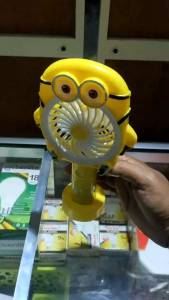 KIPAS ANGIN MINI KARAKTER LUCU ADA TATAKAN NYA + LAMPU LED