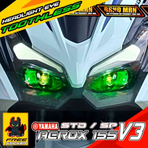 YAMAHA AEROX 155 V3 STD and SP Headlight Toothless Eye Decal Clear Sticker Tint Protector