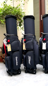 Túi đựng gậy golf Taylormade bánh xe kéo nắp cứng họa tiết kẻ caro