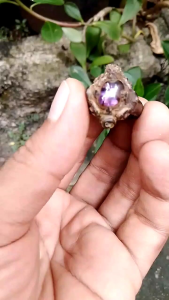 Cincin perunggu kuno batu kecubung amathys