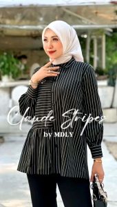 MDLY Baju Kemeja wanita terbaru Claude Stripes Shirt By Mdly