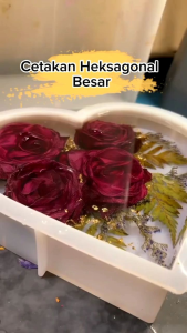 Cetakan Resin Heksagonal Persegi Kotak Segi Enam Hati Lengkungan Kubus Bahan Silikon Ukuran Besar dan Tebal Untuk Dekorasi Rumah