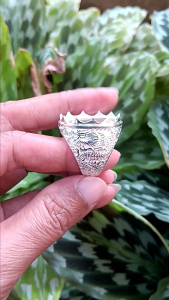 emban/ring perak ukir naga gigi bajing