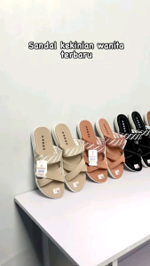 Arezo Sendal Slop Wanita Sandal slipper Sepatu Sendal Wanita Wedges Kekinian Selop Comfortable