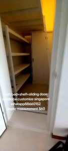 Helper bed/Loft bed+sliding door wardrobe+shelf+mattress set customize size singapore/bomb shelter/store room/unity/smaller room/helper room/kids room