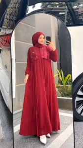 Gamis Muslimah Terbaru Elegan Polos Mix Tulle Etnik