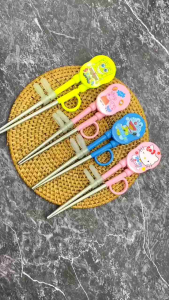 Sumpit Latihan Belajar Makan Anak Karakter Motif Kartun Berkualitas Anti Karat Training Chopstick Stainlees Besi Food Grade