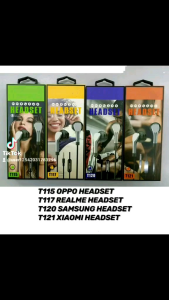 Earphone OPPO T115 REALME T117 SAMSUNG T120 XIAOMI T121 Stereo Sound and Handsfree Universal Plus Mic Headset