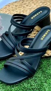 #Raiss-Collection FED.09 Heels Wanita Elegan Hak Tinggi 5cm Model Mules dengan Tali Elastis Warna