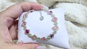 [D.T.C Crystals] Simple Bracelet with Pink Swarovski Crystals
