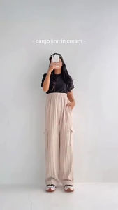 Celana Kulot Knit Hornet Casual Pinggang Elastis Pinggang Alami