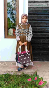 Tote Bag Wanita Motif Terbaru Kekinian 2025/Tas Wanita Bahan Nylon Tahan Air/Tote Bag Wanita Motif Pita/Tote Bag Wanita Viral/Tote Bag Kuliah/Tote Bag Kerja/Tas Tote Wanita
