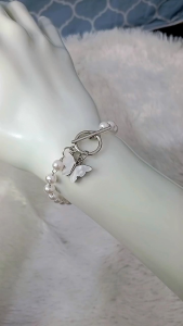 Titani.id Acc-1606 Korean style gelang kupu kupu aesthetic Gelang mutiara liontin kupu kupu