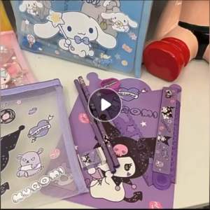 น่ารักกระเป๋าเครื่องเขียนลายการ์ตูนพร้อมอุปกรณ์ครบชุด