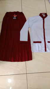 SETELAN SERAGAM SD LIS MERAH LENGAN PANJANG SERAGAM SEKOLAH ANAK PEREMPUAN /WANITA SD