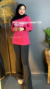 Kaos Atasan Olahraga Wanita Muslimah Olahraga Senam Baju Olahraga lengan panjang Kaos olahraga