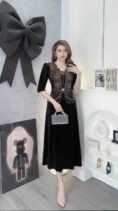 M289 Đầm Nhung Trung Niên Cao Cấp