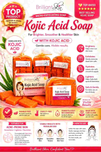 Brilliant Kojic Acid Soap Original Scrap Set 1 Kilo Micro-Exfoliating Soap for Skin Brightening and Whitening