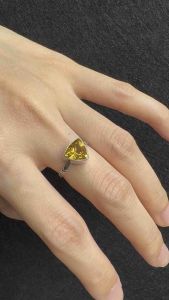 Natural Genuine | Loveau Jewel | Brazilian Citrine Ring | Citrine | Ring | S925 Silver Ring | Adjustable